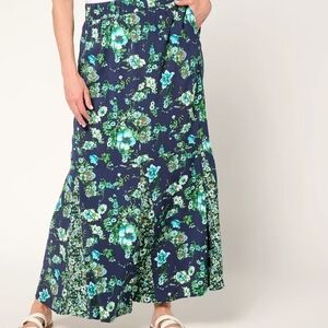 Pre-owned Studio Park  Floral Maxi Skirt in Blue and Green